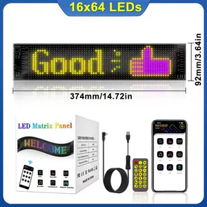 LED RGB Matrix Pixel Screen, 1 Count Scrolling Bright Advertising LED Sign, Flexible USB Powered 5V Bluetooth-compatible LED Car Sign with APP Control