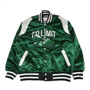 Satin No Limit Varsity Jacket Long Sleeve Casual