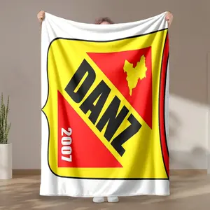 1 piece Danzig Football Club Logo themed flannel blanket - All-season flannel blanket, suitable for sofas and beds, super soft and comfortable, modern design style, digitally printed pattern, 100% polyester material, machine washable, suitable for