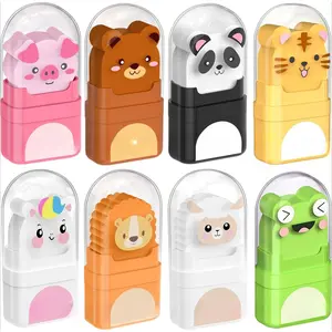Z-MTS12 8 Pack Pencil Erasers with Clean up Roller, Cute Erasers for Kids, Animal Fun Eraser with Shaving Roller and Cover, for Teacher Class Favor School Supplies Home Office Party