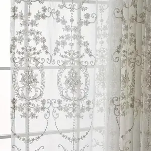 1pc Luxury Embroidered Sheer Curtain Panel, Elegant Living Room Bedroom Decor, High-Quality Fabric, Perfect Home Interior Design, Window Curtain