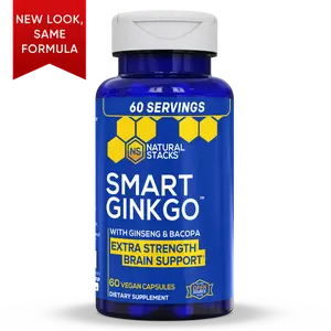 Smart Ginkgo Extra Strength Brain Support for Cognitive Health and Brain Health*