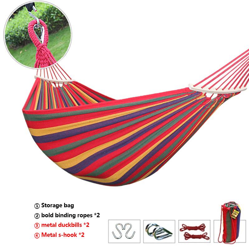 Hamac De Camping Portable Avec Barres Anti-retournement Et Sangles - Multicolore