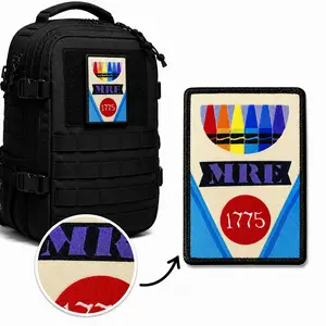 Polyester Crayon Eaters Marine Meme Tactical Morale Patch - Hook-and-Loop Velcro, Vintage Aesthetic, Artistic Typography, Everyday Carry Accessory for Backpacks, Collectors’ Military Joke Embroidery Patch