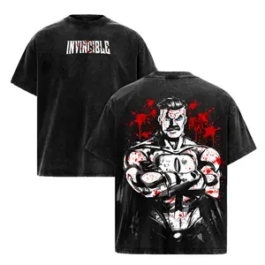 Invincible Vintage Washed Heavyweight Cotton Omni-Man T-Shirt | Oversized Graphic Tee for Men | Retro Comic Villain Streetwear | Y2K Acid Wash Top 90s graphic good tees Casual American Short Sleeve Unisex T-shirt,Gym & Streetwear | Japanese Graphic Tee