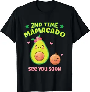 Mamacado Mom of Two 2nd Baby Announcement 2nd Time Mom T-Shirt