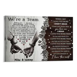 We're A Team Couple Poster for Him Her Husband Wife Christmas Birthday Anniversary Custom Name Canvas Print Wall Art Home Decor Picture for Bedroom LivingRoom - Decorative Artwork Eco-Friendly Fade-Resistant UV-Protected - Creative
