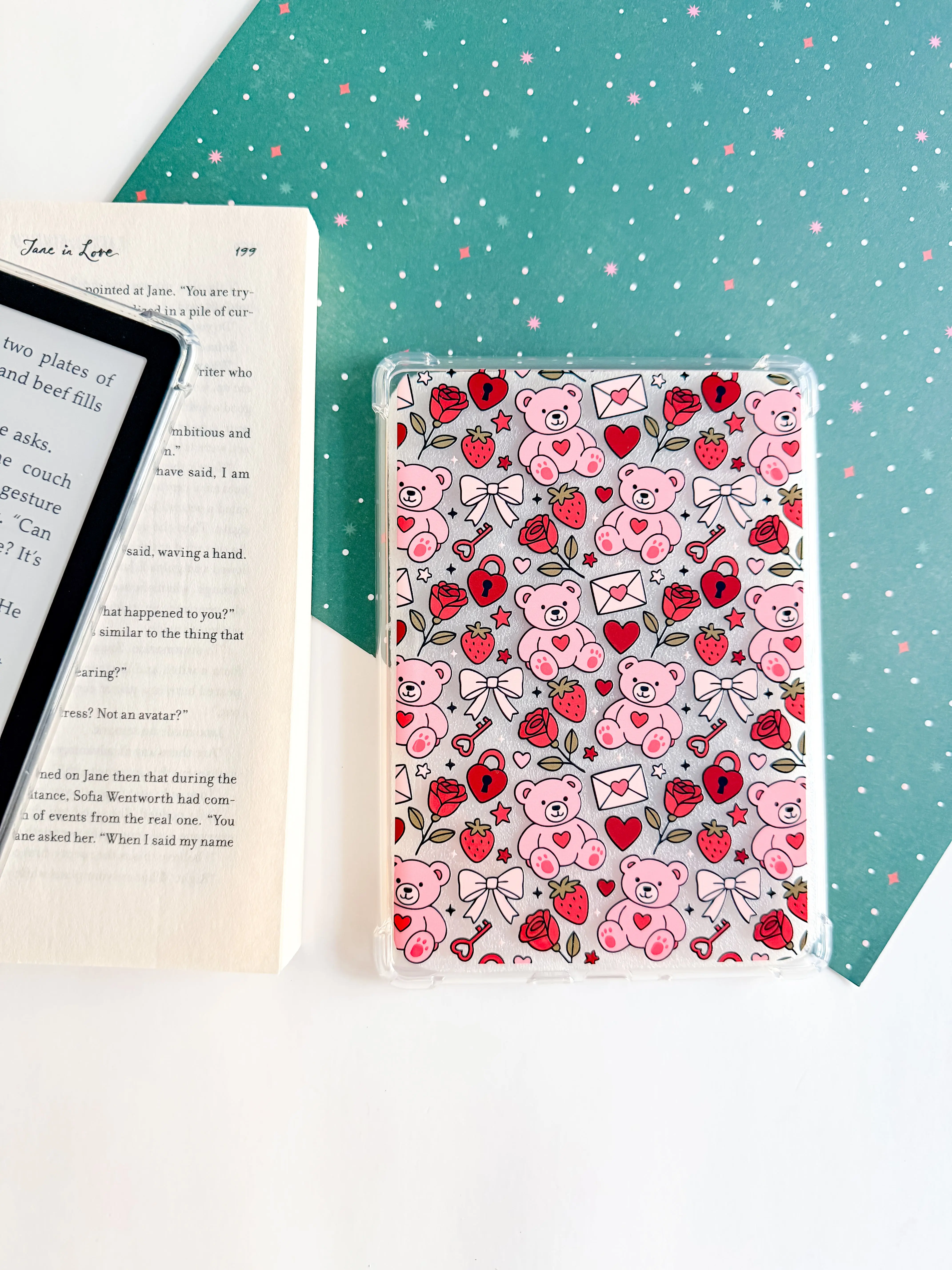 Strawberry Bear Hugs Kindle Case