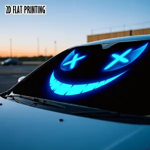 Cool Blue X Eyes Grin Car Windshield Sun Shade, UV Protection Foldable Sun Visor, Heat Insulation, Universal Fit for Most Cars Suvs Trucks