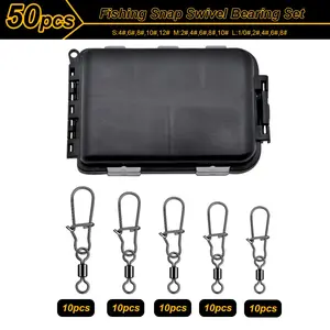 50pcs/pack Fishing Snap Swivel Bearing Connector #1/0 #2 #4 #6 #8 #10 #12 Fishing Snap Barrel Swivels Clips Fishing Accessories