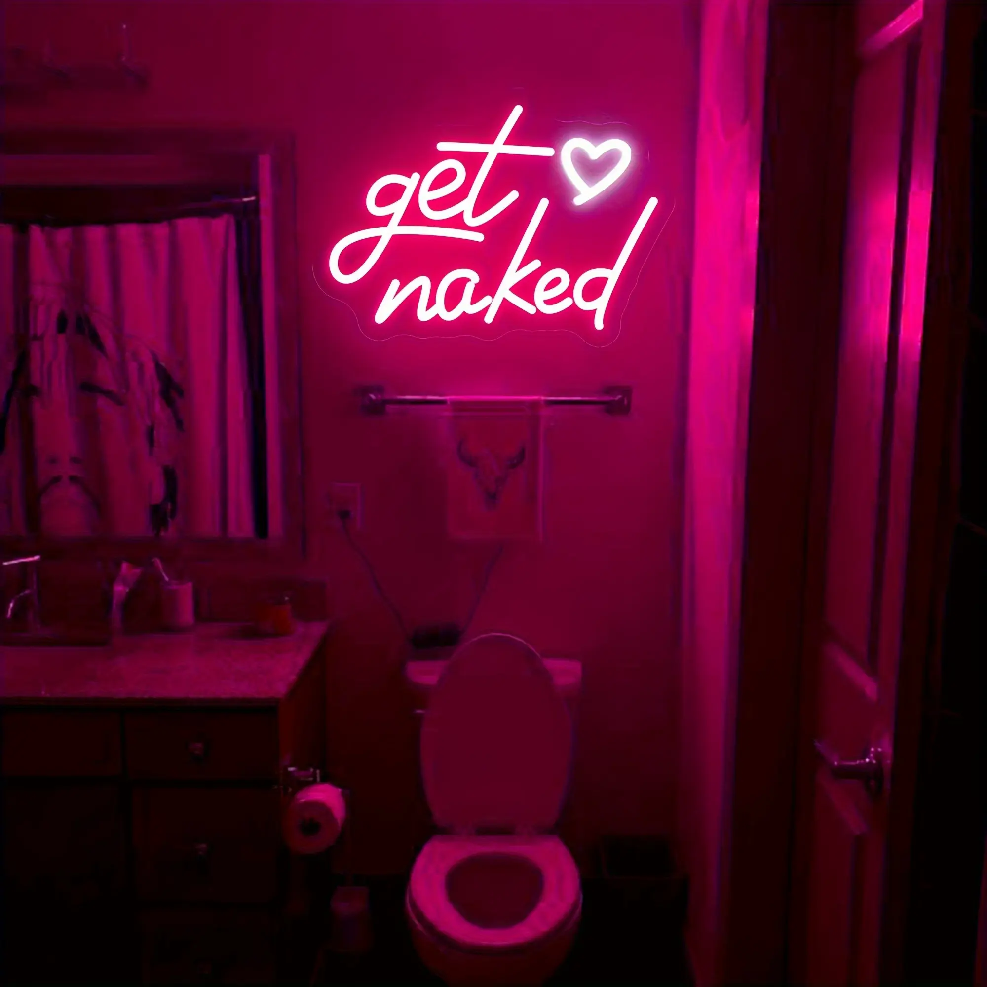 Serbasic 1pc Get Naked Neon Sign - USB-Powered LED Novelty Light, Men's Room Decor, Home Decor Ideas, House Accessories, Valentine's Day Couple Gift, Things for Rooms