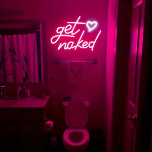 Serbasic 1pc Get Naked Neon Sign, USB-Powered Neon Light LED Wall Decoration Sign, For Bedroom Bathroom Room Decoration, Valentines' Day Couple Boyfriends Gift Light Halloween Christmas Gift