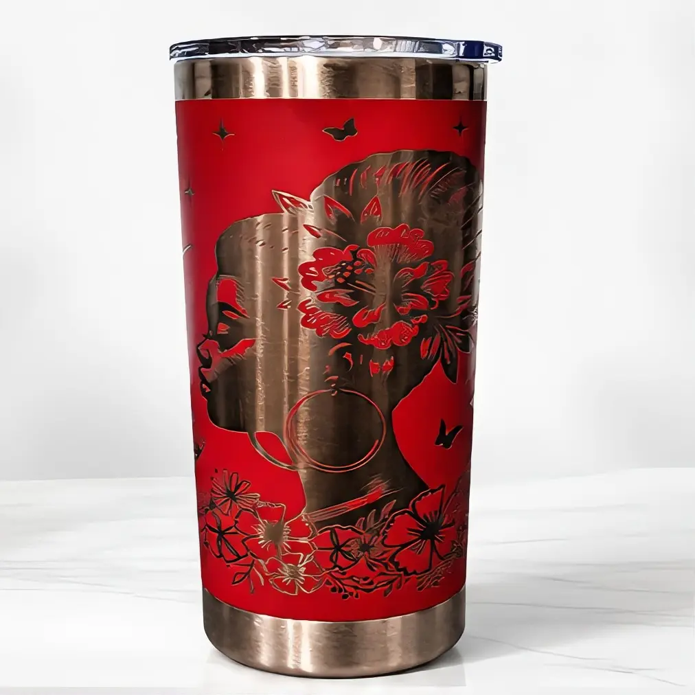 The Strength of a Woman Tumbler with Stainless Steel Lid and Base, Ideal for Hot and Cold Beverages