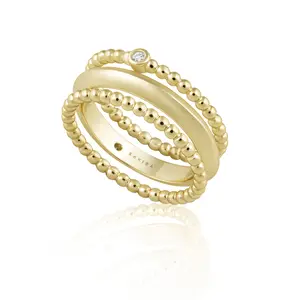 Landon Ring Stack with Round Beads and Gold Finish