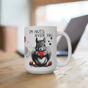 Im Nuts Over You Ceramic Mug, Custom Design Coffee Cup, Personalized Tea Mug, Funny Nut Lover Gift, Customized Love Drinkware, Romantic Mug 15oz