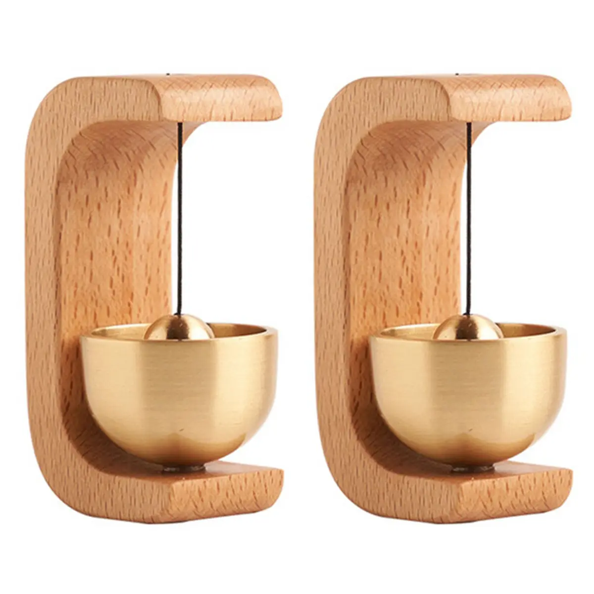 2024 Decorative Log Wood Wireless Doorbell Wind Chime 2PCS - Magnetic Suction, Fine Workmanship Car Interior Stowing & Tidying Accessory for Home Entrance Door