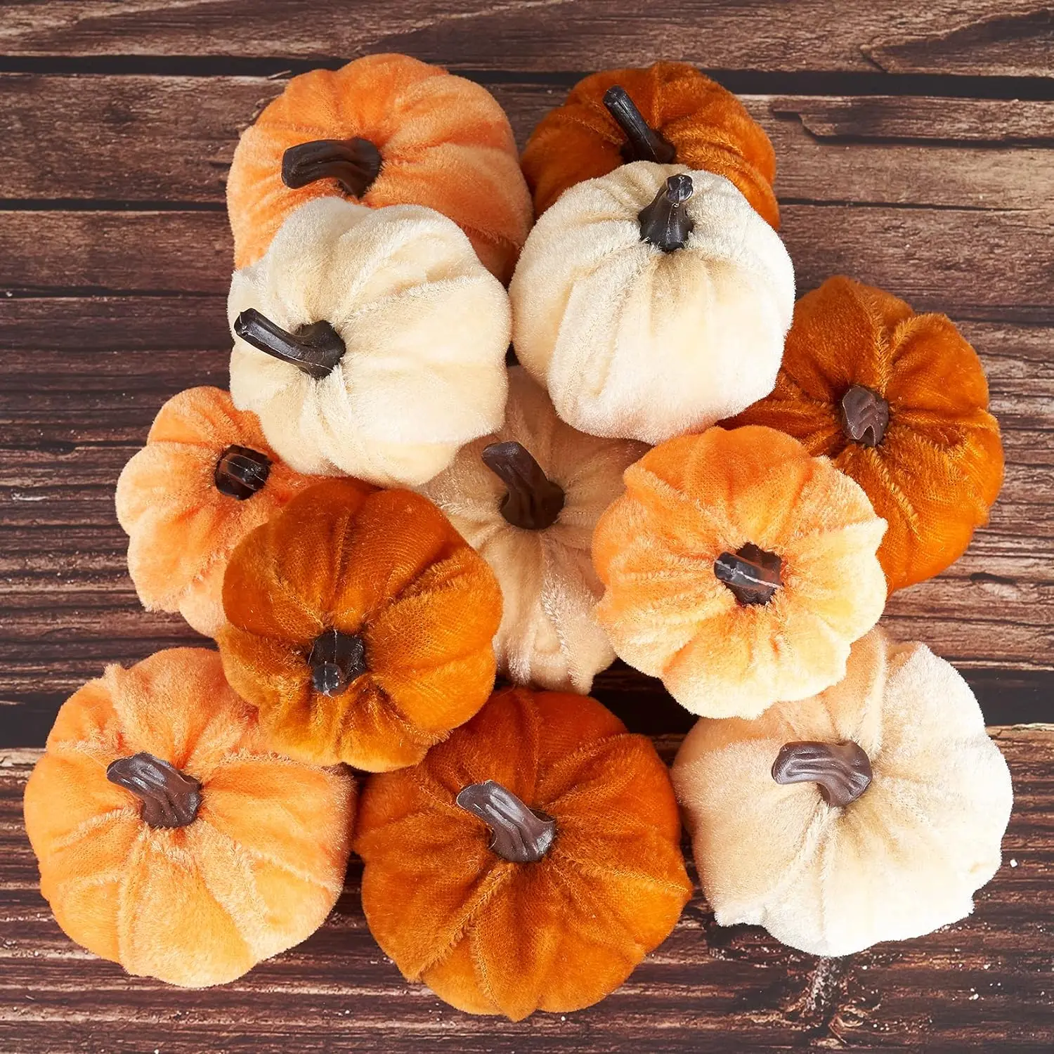 12-piece Set of Pumpkin Decorations Artificial Velvet Foam Fabric Pumpkin Decorations Autumn Home Farmhouse Harvest Thanksgiving Decorations