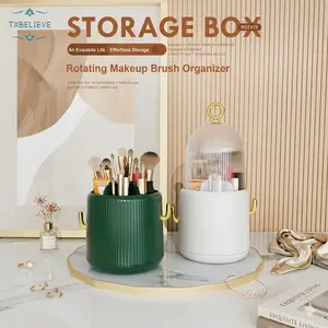 Dustproof Rotating Compartments Makeup Brush Holder Dressing Table Organizer Lipstick & Makeup Brush Rack
