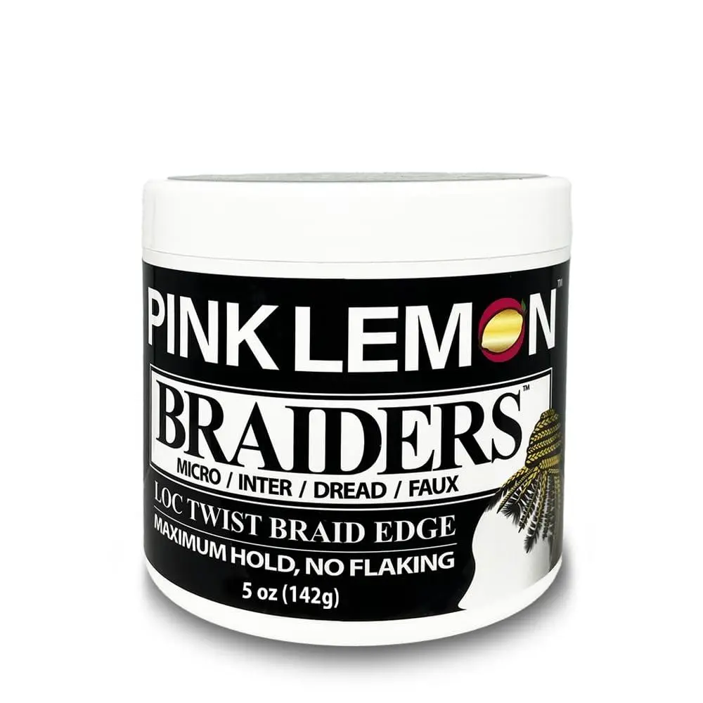 PINK LEMON Braiding Gel, 5 oz - Maximum Hold, No Flaking, High Shine. For Micro, Dread, Faux Loc, Twist, Braid, Edge
