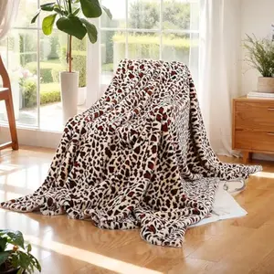 Eyesoul Leopard Throw Blanket 50''x60'', 480 GSM Double Sided Faux Fur Blankets for Bed Sofa Travel and Camping, Super Soft Cozy Fluffy Plush Cheetah Print Blanket for All Seasons