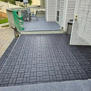 Interlocking Deck Tiles 44 Pack 12"x12" Waterproof Indoor Outdoor Composite Patio Flooring Decking Tiles All Weather Use for Patio Porch Balcony Backyard Poolside