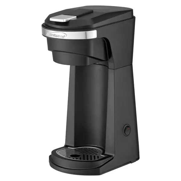 Brentwood Kool Zone TS-1101BK Compact 800W Corded Plastic-Body Single-Serve Coffee Maker, Reusable Filter Basket for Pods & Ground Coffee, Black, 800w Power