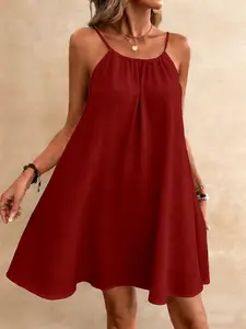 Spring Summer Women's Boho Halter Dress, Essential Item, Wedding Season Must-Have, Farmhouse Drawstring Dress