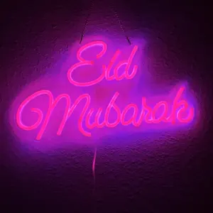 Eid Mubarak Neon Festive Holiday Decor sign