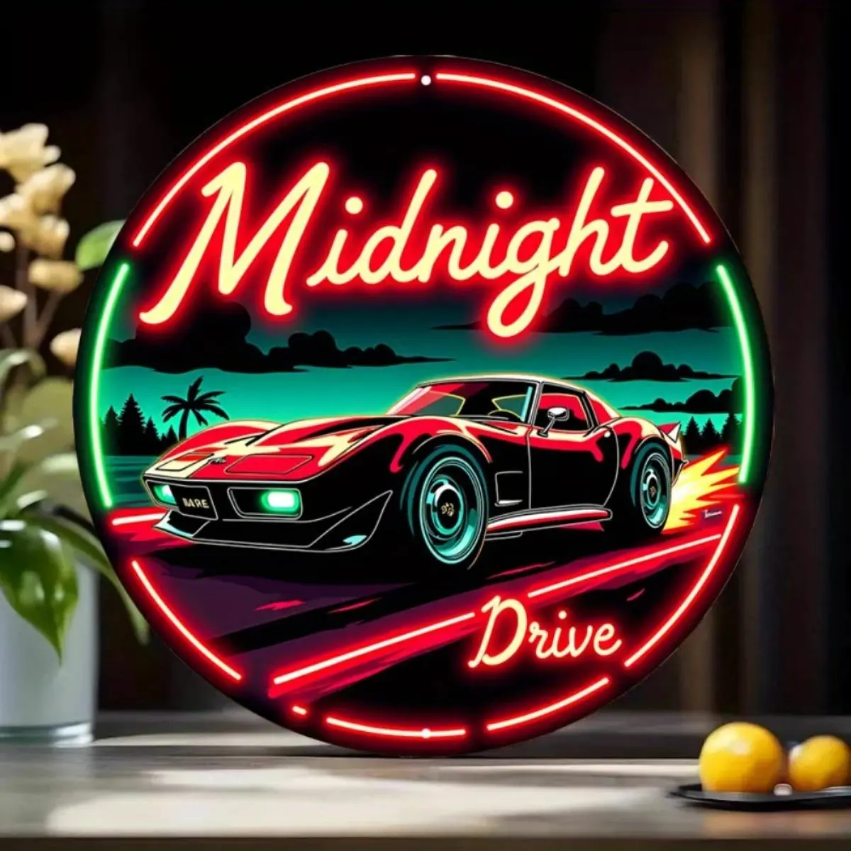 Retro Midnight Drive Neon Sign, Led Neon Lights, Neon Light Sign, Decorative Neon Light, Neon Sign for Home, Room Decor, Party Decor, Home Decor, Room Decor, Party Decor