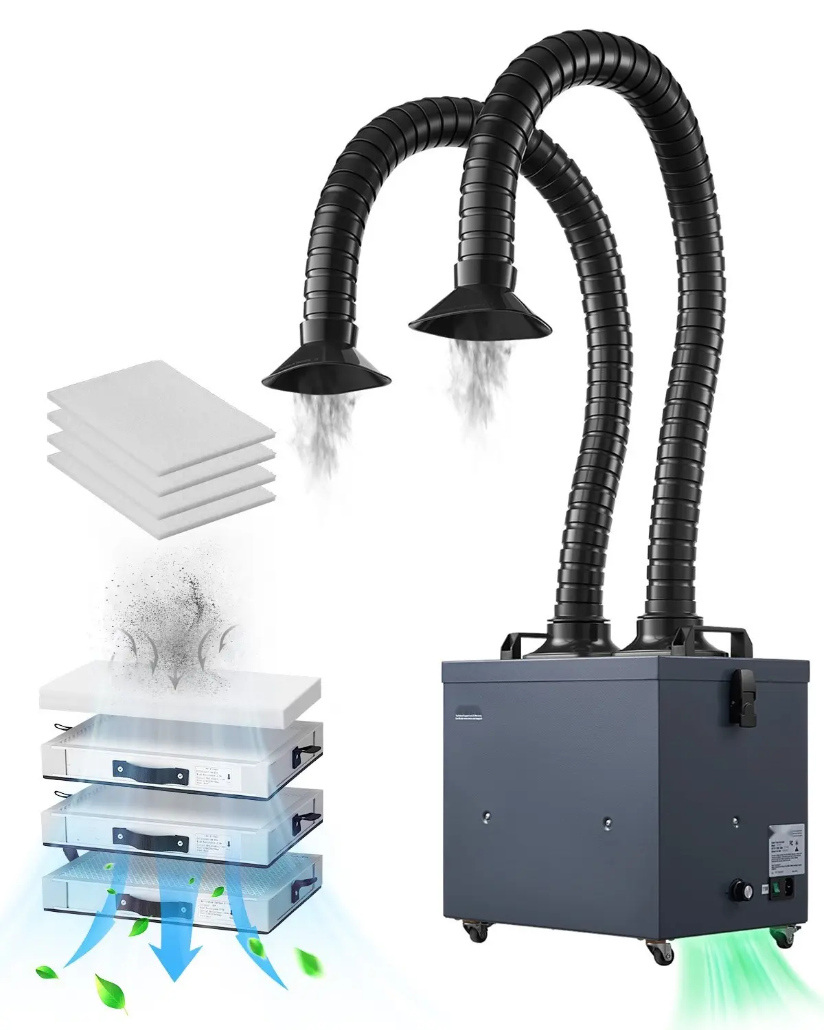 Solder Fume Extractor 275W Brushless Soldering Smoke Absorber With 4-Stage Filtration System, Adjustable Fan Speed, Low Noise Operation, Desktop Benchtop Unit For Electronics Assembly, PCB Repair, Desoldering And Soldering Tasks