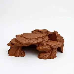 Rock Texture 3D Printed Hide Cave, Small Aquatic Life Fish Shrimp Lizard Safe Hiding Spot, Aquarium Decor Ornament