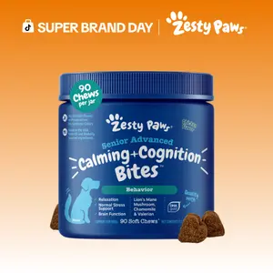 Zesty Paws Senior Advanced Calming & Cognition Bites for Senior Dogs, Dog Composure Chews, Soft Chew Relief Pet Treats for Everyday Stress Support