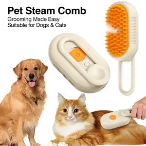 Pet Steam Brush for Remove Flying Fur – 3 in 1 Steamy Cat Brush Grooming Comb for Dogs, Steam Brush for Cats with Steamy Mist, Steam Advanced Pet Hair Removal Comb, Pet Pal Brush Cleaning, Adjustable Pet Hair Remover for Shedding Control dematting spray