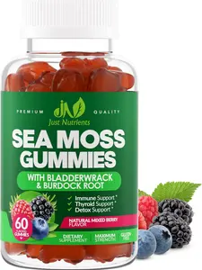Sea Moss 3000mg Gummies with Bladderwrack and Burdock Root - Natural Irish Sea Moss Superfood for Immune, Thyroid and Detox Support - Extra Strength for Men & Women - Gluten-Free, Vegan - 60 Gummies