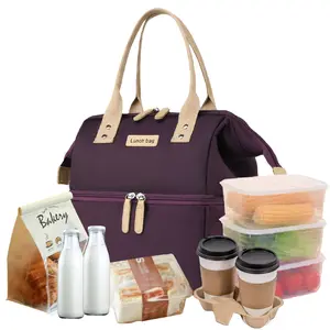 New Double-layer Insulated Outdoor Picnic Bag for Men and Women Portable Waterproof Bento Bag Large Capacity Thermal Insulation Leakproof Reusable Multi-Purpose Food Storage