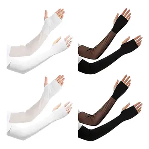 Driving Gloves Men and Women Half Finger – Ice Silk Arm Sleeves & UV Protection Gloves, Cooling Long Sports Sleeve with Thumb Hole for Cycling, Running, Fishing, Driving, Golf, Hiking – UPF 50+ Sun Protection, Breathable, Lightweight