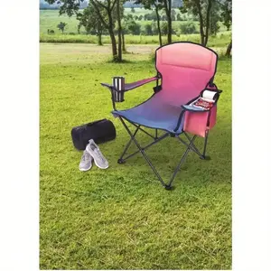 Oversized folding camping chair with cooler, progressive mountain design, suitable for camping and sunbathing, easy to carry our  door  chair