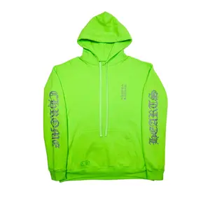 Chrome Hearts Miami Exclusive Vertical Logo Hooded Sweatshirt Neon Green Silver