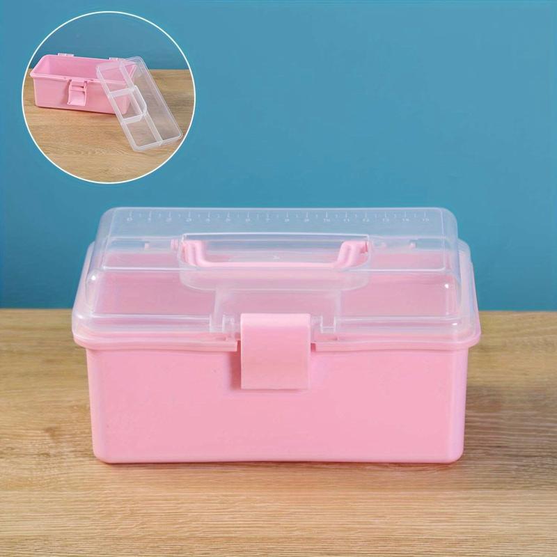 3-Tier Multilayer Storage Multi-Functional Large Capacity Storage Box, Transparent Foldable Organizer with for Nail Art, Stationery, Jewelry, Sewing Tools, Stackable Durable Plastic for Crafts and Home Organization, Multi Grids Organizer