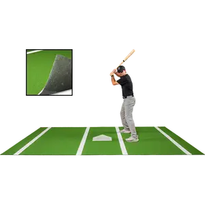 6 × 12 Proball Baseball Hitting Mat - Green Nylon, Painted Plate, Urethane-Coated Backing