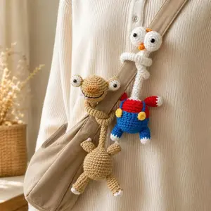 Long Neck Chicken Crochet Plush:Handmade Sloth Amigurumi Doll, Cartoon Crochet Decor