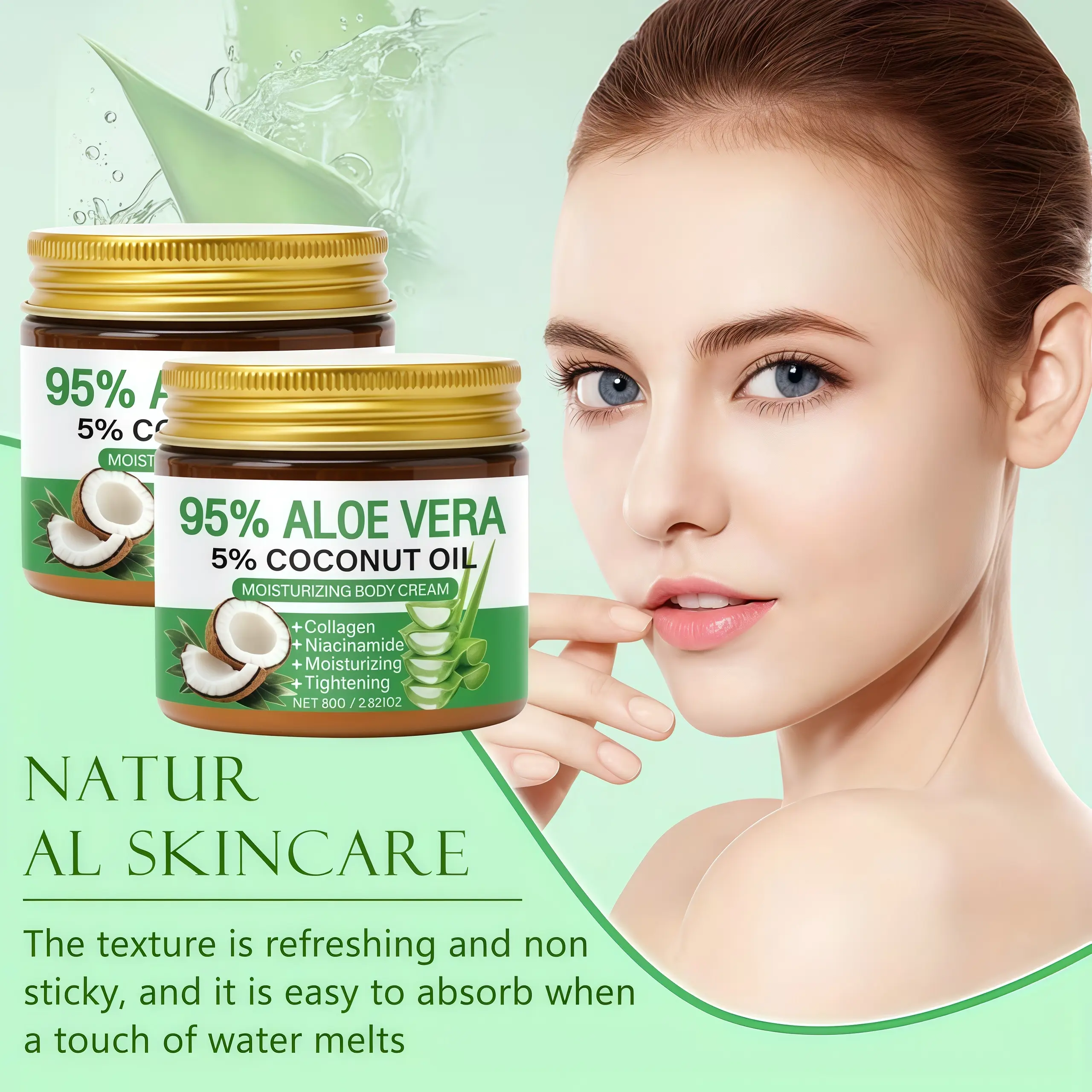 2 Bottles Body Moisturizer Cream with Aloe Vera & Coconut Oil for Dry Skin  Suitable for