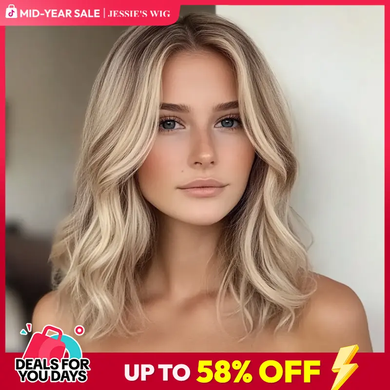 Jessie's Wig [Genius] Highlight Ash Blonde Wavy Bob True-Hold 5.5x5.5 Lace Glueless Wig Human Hair for Women Suit For All Occasions Pre Cut Lace Human Hair Wigs for Caucasian Women