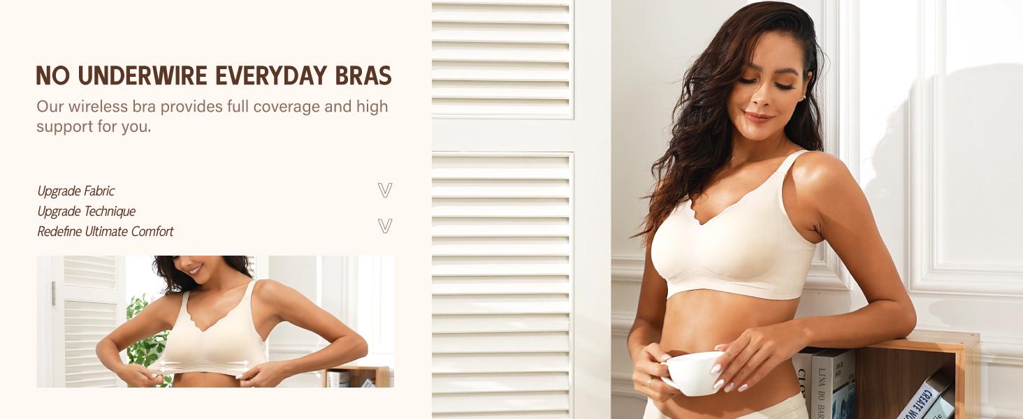 OEAK 2PCS Women Seamless Jelly Bra Soft Push-Up Bralette Wireless No Underwire Comfort Full Coverage Everyday Bra