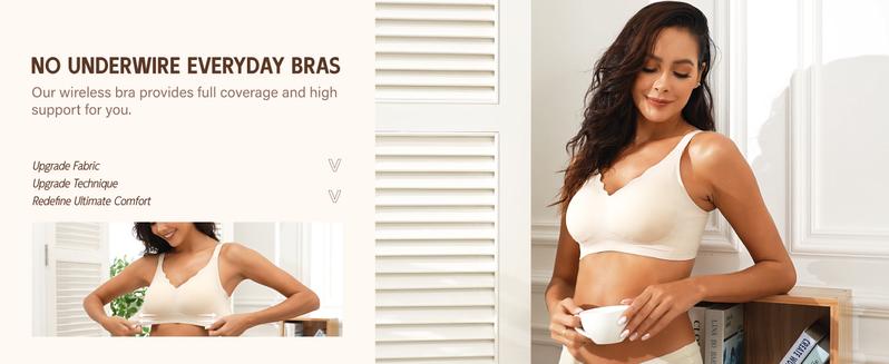 OEAK 2PCS Women Seamless Jelly Bra Soft Push-Up Bralette Wireless No Underwire Comfort Full Coverage Everyday Bra