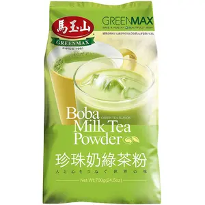 GREENMAX Boba Milk Tea Powder Green Tea Flavor 24.7oz Value Size