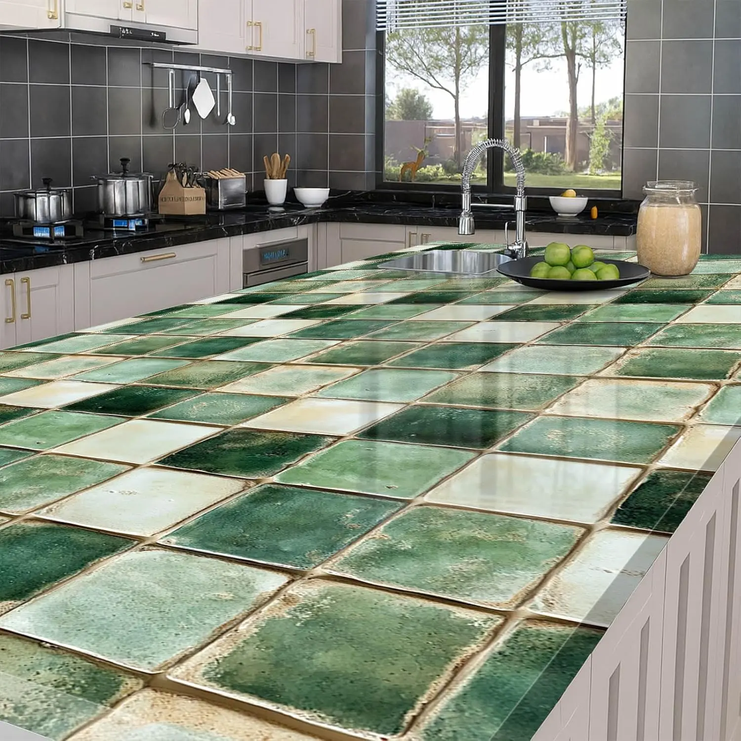 Glossy Olive Green Tile