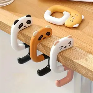 Cute Cartoon Animal Bear Design Bag Hook, 1/4 Counts Portable Bag Hanging Hook, Durable Plastic Hook for Hanging Bag Key Decoration Accessories, Foldable Purse Hook, Carry Purse Hook