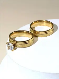 Cubic Zirconia Wedding Ring Set for Bride and Groom