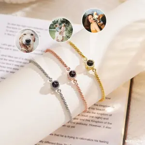 Projection Bracelet with Glitter Chain, Photo Bracelet, Memorial Gift for Mum, Projection Jewellery, Minimalist Bracelet, Birthday Gift